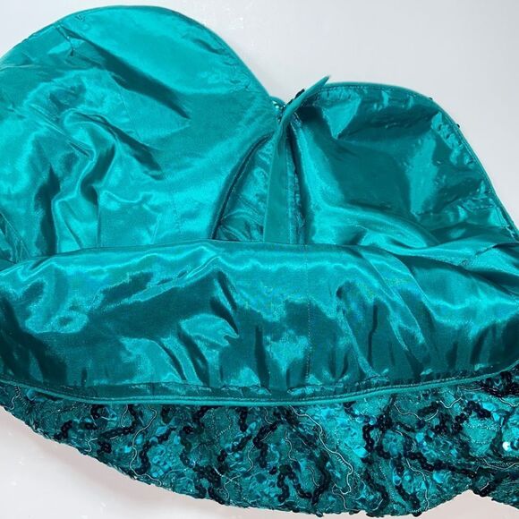 VTG Nah Nah Collection Lace Emerald Sequins Women Blazer Sz 12 Made In USA - Picture 9 of 16